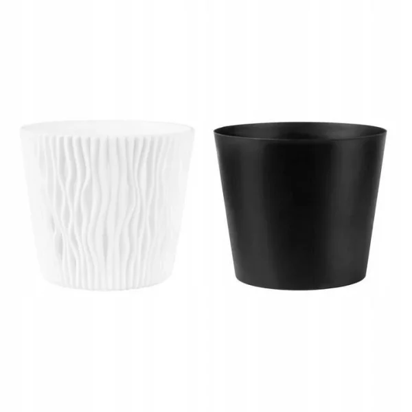 Ghiveci decorativ de flori, rotund, alb, 7.9 L, 26.2x22.2 cm, Sandy Round