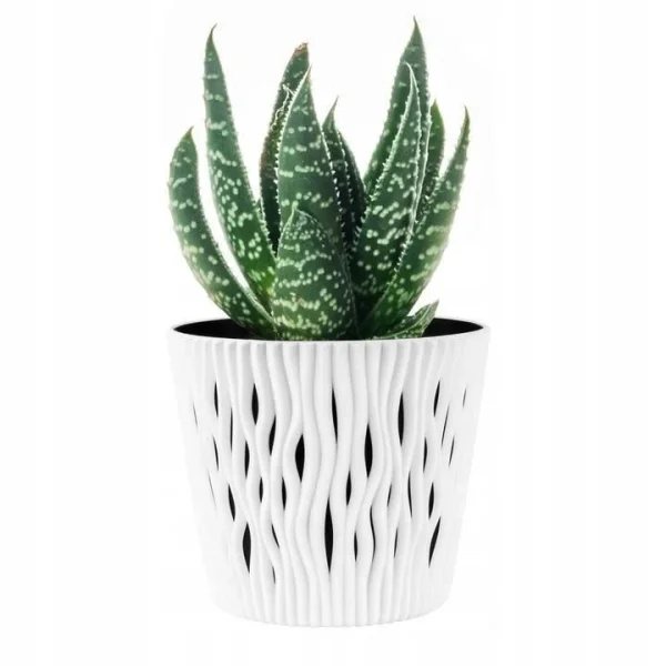 Ghiveci decorativ de flori, rotund, alb, 7.9 L, 26.2x22.2 cm, Sandy Round