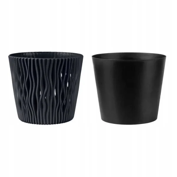 Ghiveci decorativ de flori, rotund, antracit, 7.9 L, 26.2x22.2 cm, Sandy Round