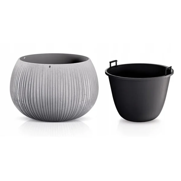 Ghiveci decorativ cu lant, rotund, gri, 2.3 L, 23.8x16.1 cm, Beton Bowl
