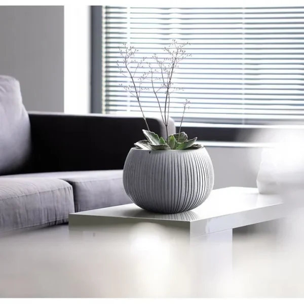 Ghiveci decorativ cu lant, rotund, gri, 2.3 L, 23.8x16.1 cm, Beton Bowl
