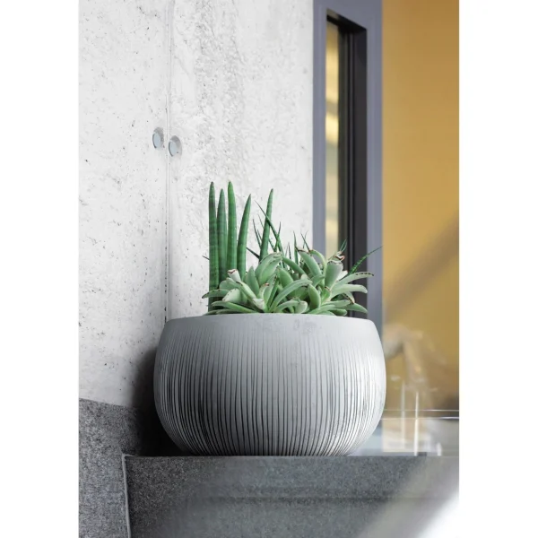 Ghiveci decorativ cu lant, rotund, gri, 2.3 L, 23.8x16.1 cm, Beton Bowl