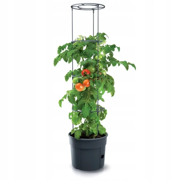 Ghiveci decorativ pentru rosii, rotund, antracit, 39.2x31.5x153 cm, Tomato Grower