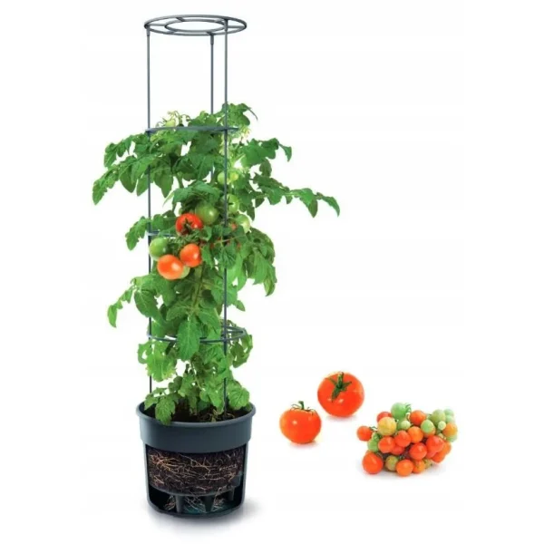 Ghiveci decorativ pentru rosii, rotund, antracit, 39.2x31.5x153 cm, Tomato Grower