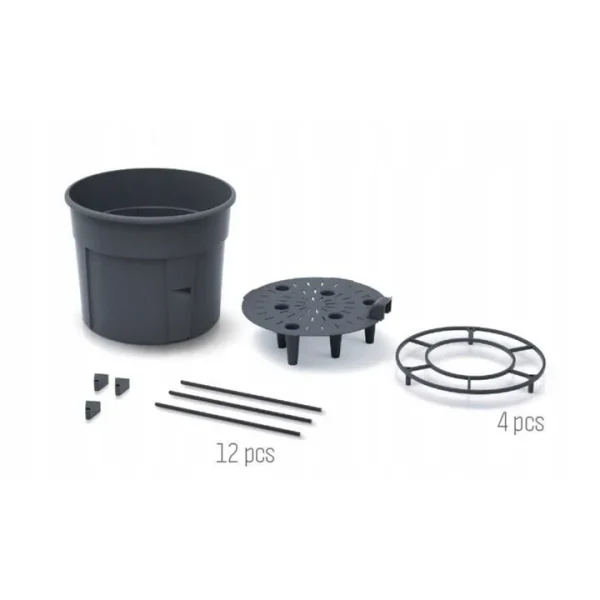 Ghiveci decorativ pentru rosii, rotund, antracit, 39.2x31.5x153 cm, Tomato Grower