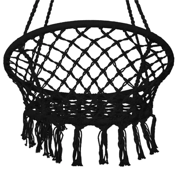 Hamac brazilian, tip scaun, Springos, negru, max 150kg, 79x80x120 cm