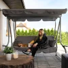 Balansoar gradina, Springos, Venezia, 3 locuri, gri, 190x125x163 cm, functie pat, max 280 kg