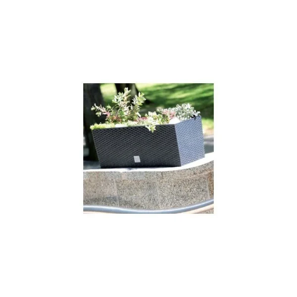 Jardiniera decorativa, sistem irigare, imitatie ratan, antracit, 30 L, 60x25x24 cm, Rato Case Old