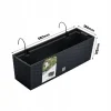 Jardiniera decorativa, suport metalic, imitatie ratan, antracit, 58x18x19.5 cm, Rato Case W