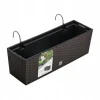 Jardiniera decorativa, suport metalic, imitatie ratan, maro, 58x18x19.5 cm, Rato Case W Old