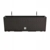 Jardiniera decorativa, suport metalic, imitatie ratan, maro, 58x18x19.5 cm, Rato Case W Old