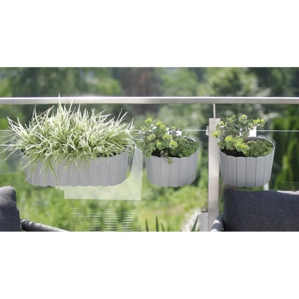 Jardiniera decorativa, suport plastic, alb, 4.9 L, 38.3x21.2x13 cm, Boardee Hook Old