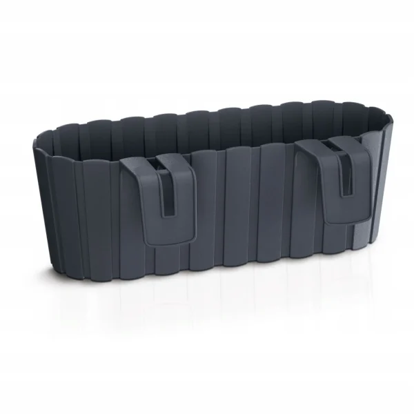 Jardiniera decorativa, suport plastic, antracit, 4.9 L, 38.3x21.2x13 cm, Boardee Hook Old