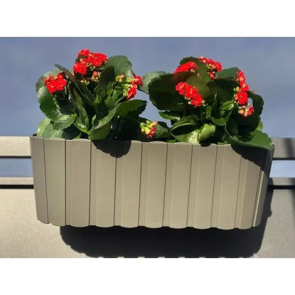 Jardiniera decorativa, suport plastic, gri, 4.9 L, 38.3x21.2x13 cm, Boardee Hook Old