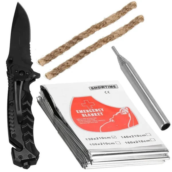 Kit turistic, supravietuire, multifunctional, cu trusa, set 21 piese, 20x11x5 cm, Springos