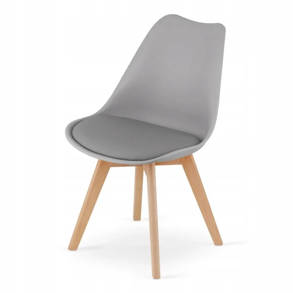 Scaun bucatarie/living, Artool, Mark, PP gri, picioare lemn natur, 49x42x82 cm