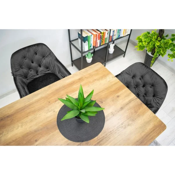 Scaun stil fotoliu bucatarie/living, Artool, Forio, catifea, metal, gri si negru, 61x55.5x81 cm