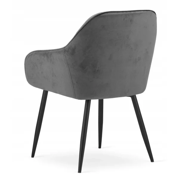 Scaun stil fotoliu bucatarie/living, Artool, Forio, catifea, metal, gri si negru, 61x55.5x81 cm