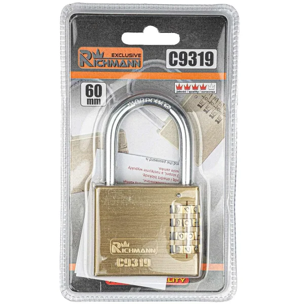 Lacat cu cifru, auriu, 60 mm, Richmann Exclusive