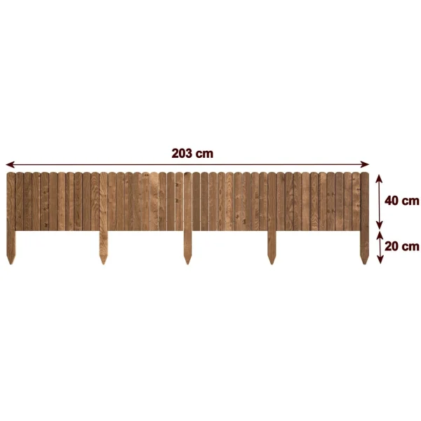 Gard de gradina decorativ din lemn, maro, 200x40 cm