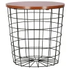 Masa rotunda cu cos depozitare, MDF, baza metalica, negru si maro, 30.5/39x40 cm, Springos