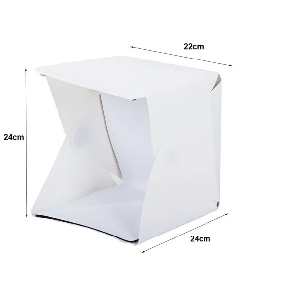 Mini studio foto, Verk Group, tip cort, 20 LED-uri, cu husa, USB, alb, 22x24x24 cm