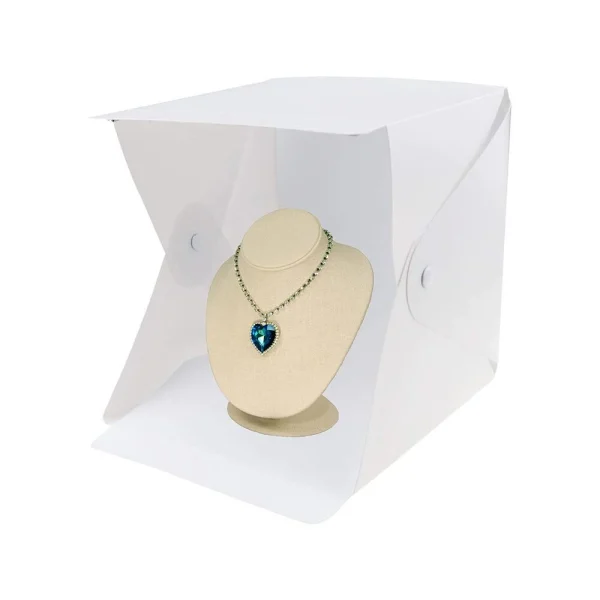 Mini studio foto, Verk Group, tip cort, 20 LED-uri, cu husa, USB, alb, 22x24x24 cm