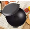 Oala de fonta tip wok, cu capac, 3 in 1, 32x14 cm, Perfect Home 