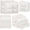 Organizator cosmetice, plastic, 3 niveluri, 2 sertare, alb, 30x25x34 cm, Springos