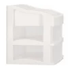 Organizator cosmetice, plastic, 3 niveluri, 2 sertare, alb, 30x25x34 cm, Springos
