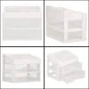 Organizator cosmetice, plastic, 3 niveluri, 2 sertare, alb, 30x25x34 cm, Springos