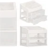 Organizator cosmetice, plastic, 3 niveluri, 2 sertare, alb, 30x25x34 cm, Springos