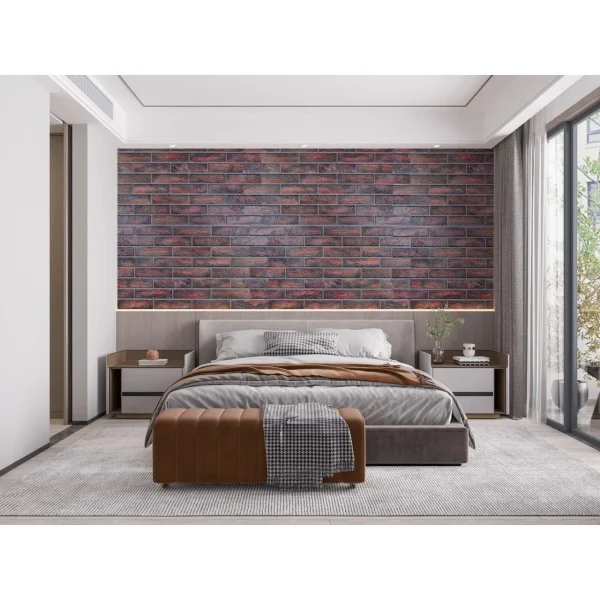 Panou decorativ, PVC, model caramida 3D, maro ars, 96x48.5 cm