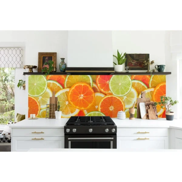 Panou decorativ, PVC, model citrice, portocaliu, 96x48.5cm