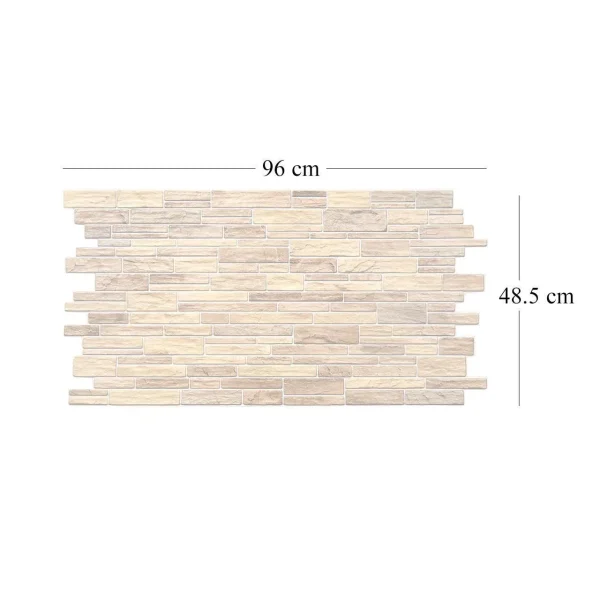 Panou decorativ, PVC, model piatra 3D, nuante bej-maro, 96x48.5cm