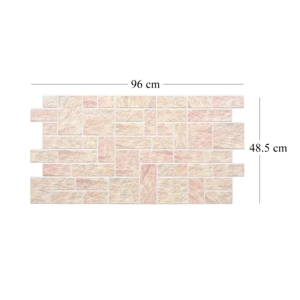 Panou decorativ, PVC, model piatra 3D, nuante maro rosiatic, 96x48.5 cm