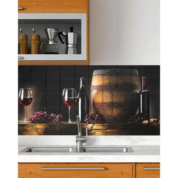 Panou decorativ, PVC, model vin, maro si negru, 96x48.5 cm