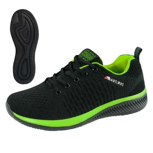 Pantofi casual, elemente flourescente, talpa spuma Eva, negru si verde, marime 38