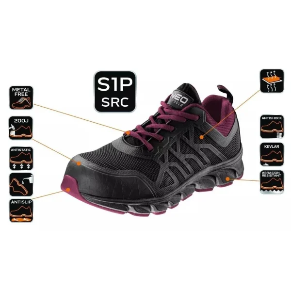Pantofi de lucru pentru femei, S1P, SRC, bombeu compozit, marimea 38, NEO