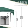 Pavilion pentru gradina/terasa, cadru metalic, material Oxford, cu tarusi, corzi ancorare, geanta, reglabil, verde, 2.95x2.95x2.55 m