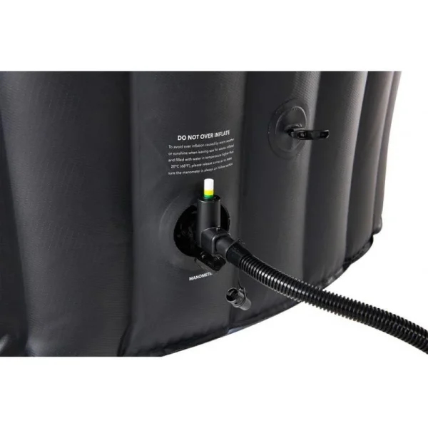 Piscina jacuzzi, gonflabila, rotunda, cu pompa si filtru, prelata acoperire, negru si albastru, 930 L, 6 persoane, 204x70 cm, MSpa