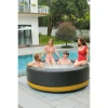 Piscina jacuzzi, gonflabila, rotunda, cu pompa si filtru, prelata acoperire, negru si galben, 930 L, 6 persoane, 204x70 cm, MSpa