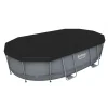 Piscina structura metalica, ovala, cu filtru, pompa, scara, dozator, prelata acoperire, gri, 488x305x107 cm, Bestway Power Steel