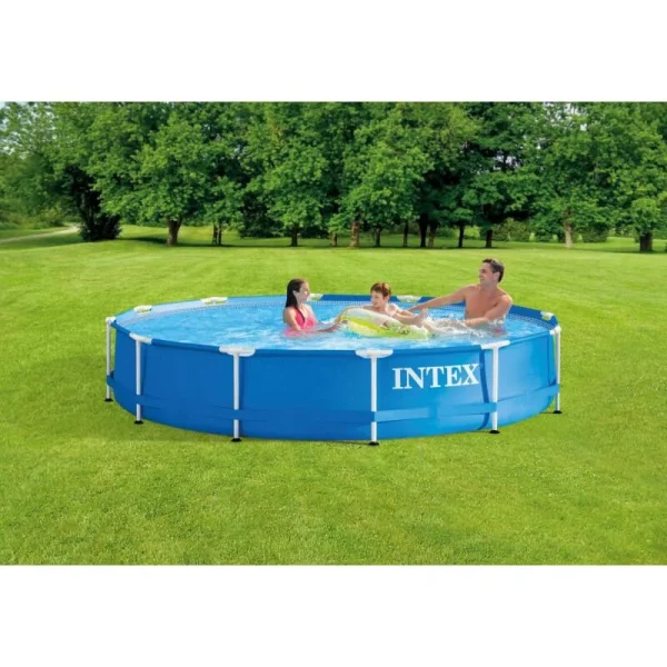 Piscina structura metalica, rotunda, cu filtru, pompa, albastru, 366x76 cm, Intex Metal Frame