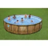 Piscina structura metalica, rotunda, cu filtru, pompa, scara, dozator, prelata acoperire, model lemn, maro, 549x122 cm, Bestway Power Steel