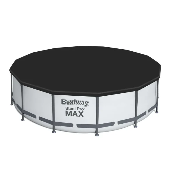 Piscina structura metalica, rotunda, cu filtru, pompa, scara, prelata acoperire, gri, 427x107 cm, Bestway Steel Pro