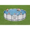 Piscina structura metalica, rotunda, cu filtru, pompa, scara, prelata acoperire, gri, 427x107 cm, Bestway Steel Pro
