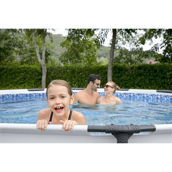 Piscina structura metalica, rotunda, cu filtru, pompa, scara, prelata acoperire, gri, 427x107 cm, Bestway Steel Pro