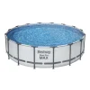 Piscina structura metalica, rotunda, cu filtru, pompa, scara, prelata acoperire, gri, 488x122 cm, Bestway Steel Pro