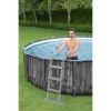 Piscina structura metalica, rotunda, cu filtru, pompa, scara, prelata acoperire, model lemn, gri, 427x107 cm, Bestway Steel Pro